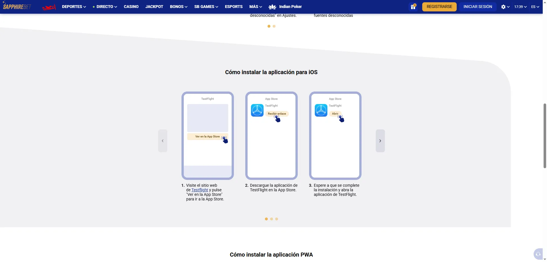 Aplicación móvil SapphireBet para Android e iOS — Perú 2026