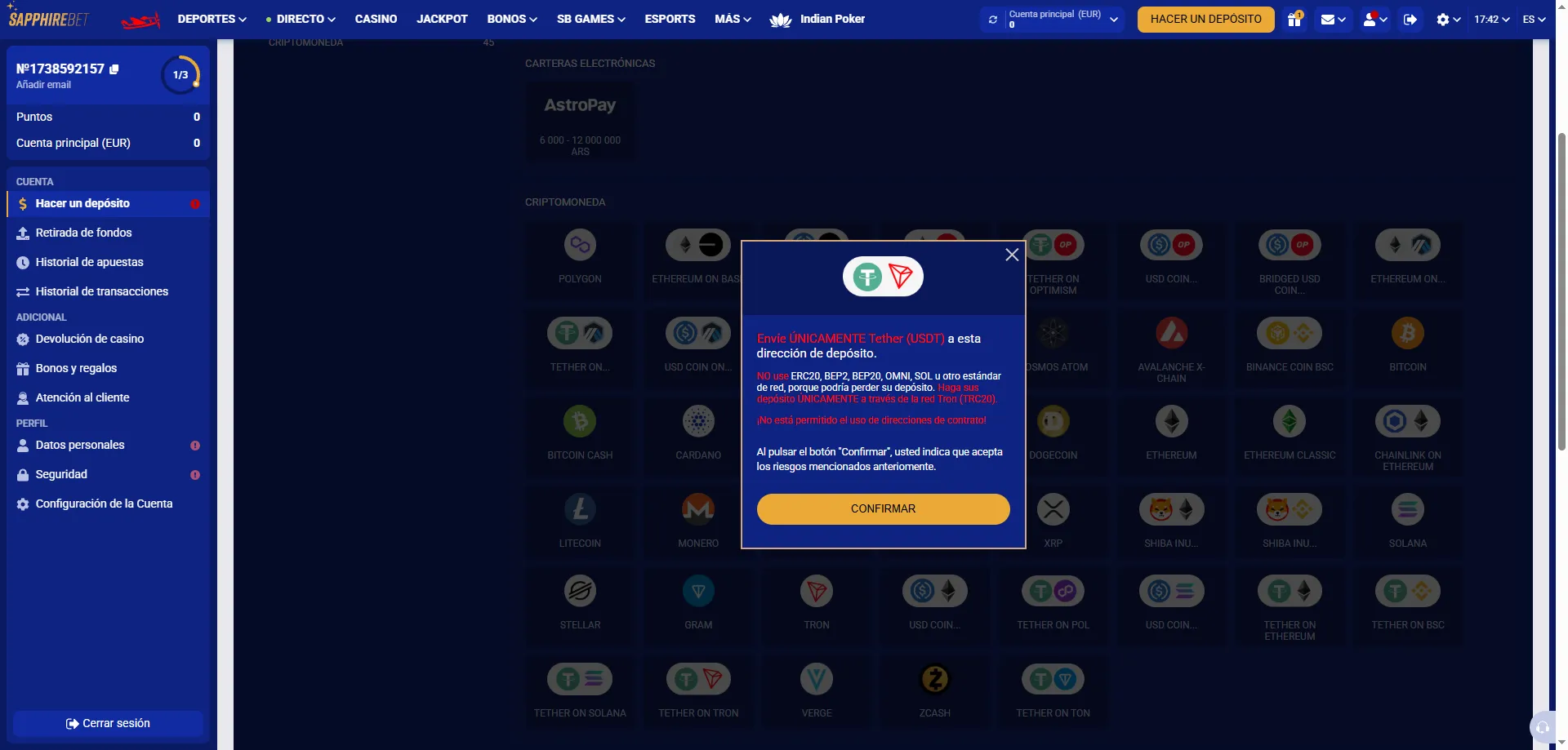Métodos de pago SapphireBet Perú — depósitos y retiros seguros
