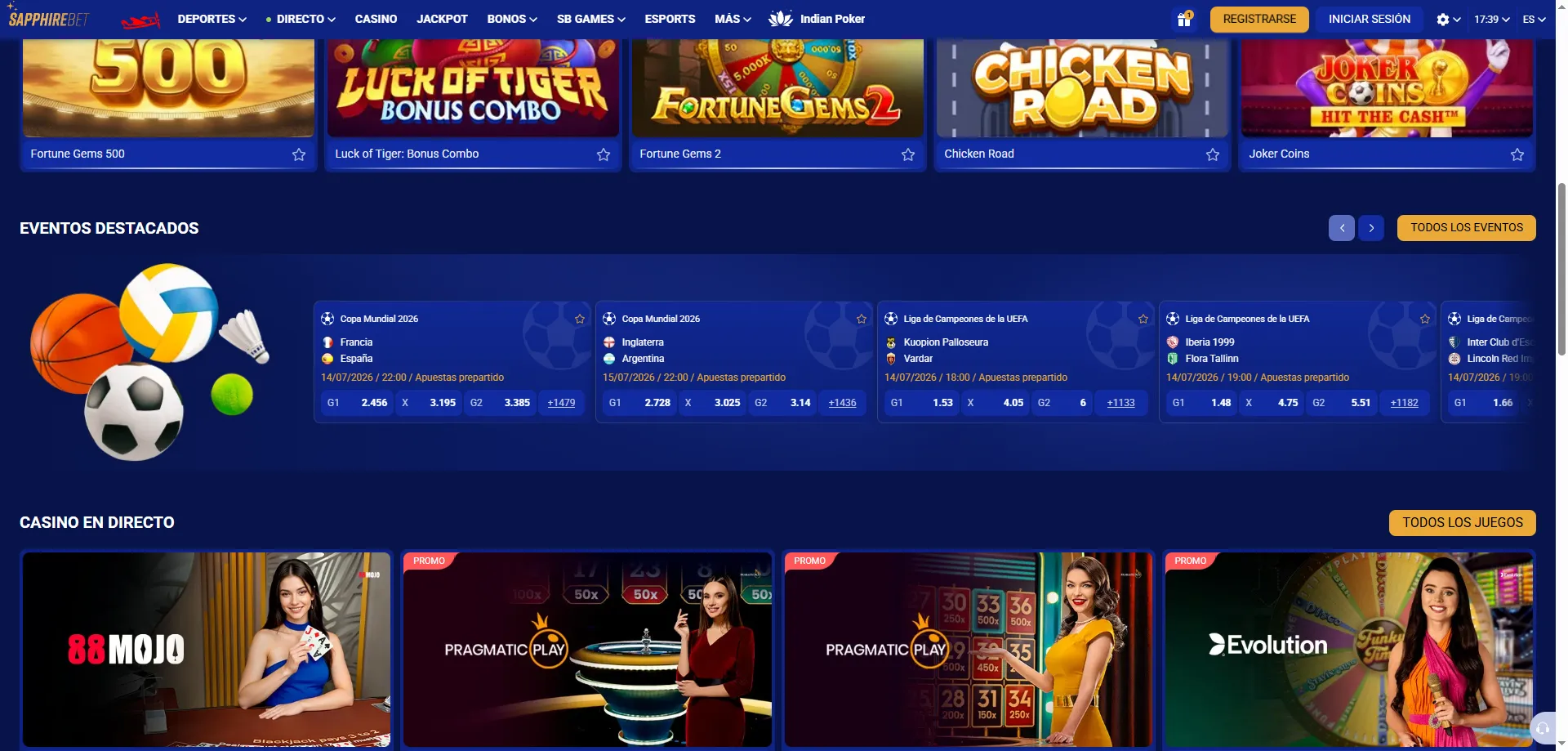 Apuestas deportivas SapphireBet Perú — fútbol, eSports y más